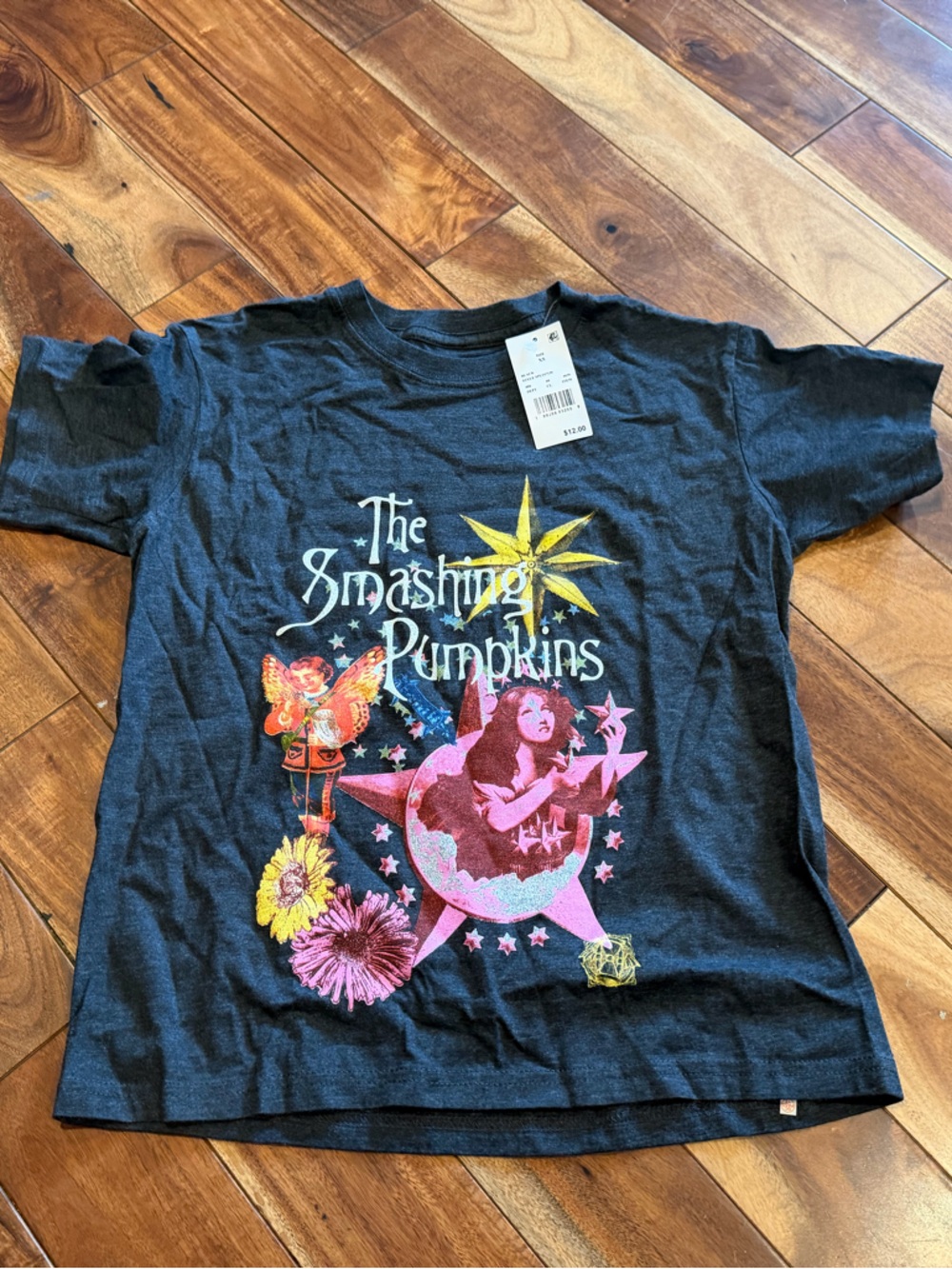 The Smashing Pumpkins women's graphic Tee - Black with Pink & Yellow Print new
